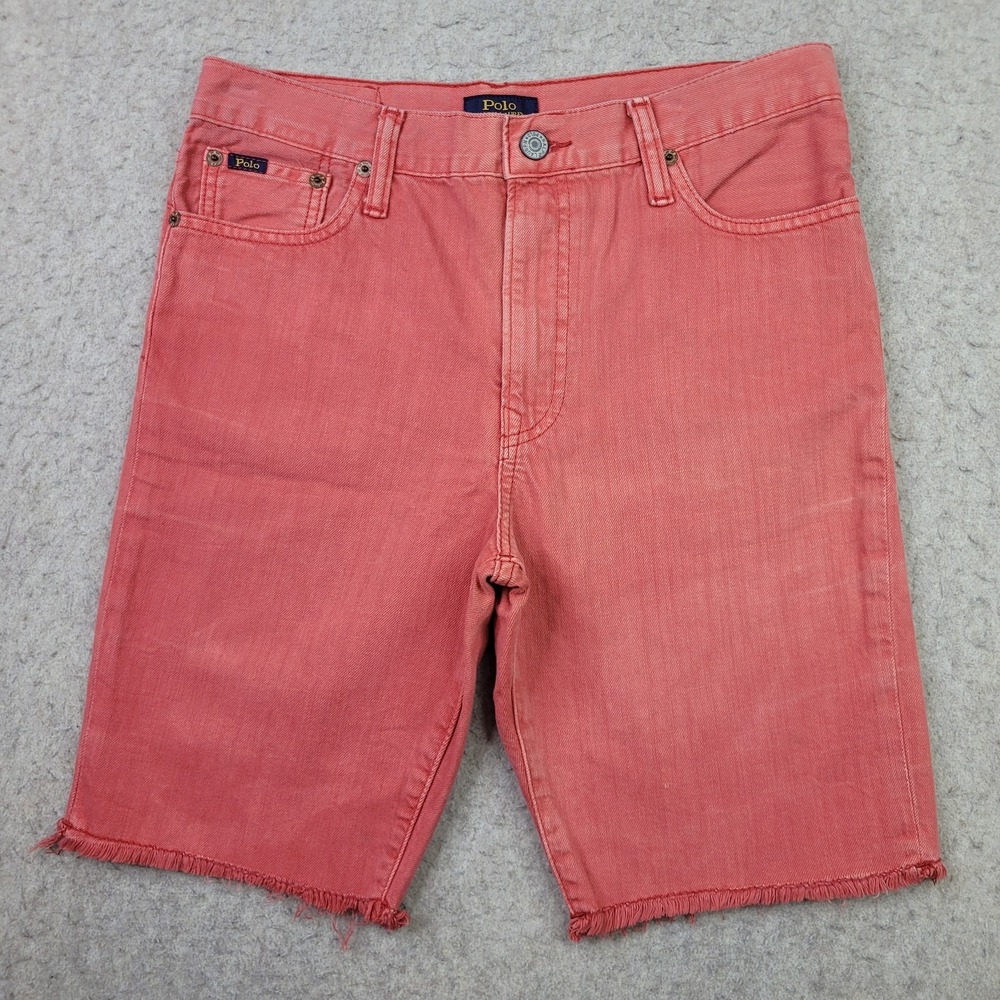 Polo Ralph Lauren The Sullivan Slim Denim Shorts Salmon Youth Sz‎ 18 Cut Off